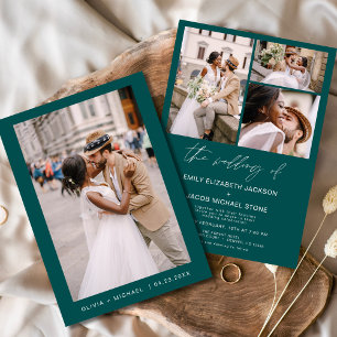 Invitación Elegante Boda fotográfico verde verde verde verde 