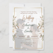 Elegante Boda fotográfico verde y dorado invitat