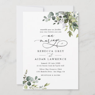 Invitación Elegante Boda francés de Eucalipto Greenery