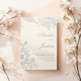Invitación Elegante Boda francés Floral Blue Toile