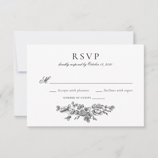 Invitación Elegante Boda Francesa Floral Vintage RSVP (Anverso)