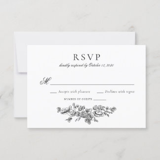 Invitación Elegante Boda Francesa Floral Vintage RSVP