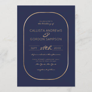 Invitación Elegante Boda fronterizo simple de la marina de or