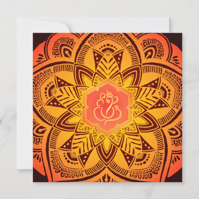Invitación Elegante Boda Ganesh Indian Mandala (Anverso)