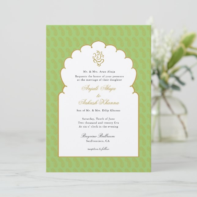 Invitación Elegante boda Ganesh moderno (Anverso de pie)
