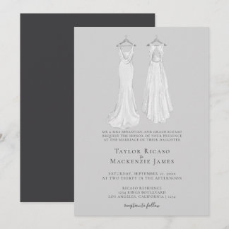 Invitación Elegante boda gay Dos novias con vestidos