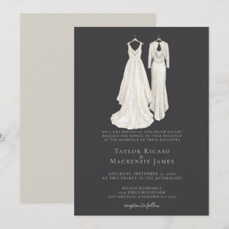 Invitación Elegante boda gay Dos novias con vestidos