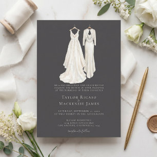 Invitación Elegante boda gay Dos novias con vestidos
