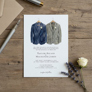 Invitación Elegante boda gay Dos novios con trajes