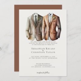 Invitación Elegante Boda gay, dos novios en traje