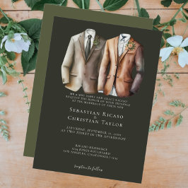 Invitación Elegante Boda gay, dos novios en traje