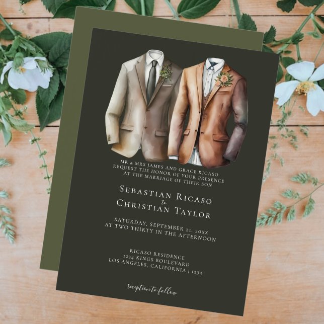 Invitación Elegante Boda gay, dos novios en traje (Subido por el creador)