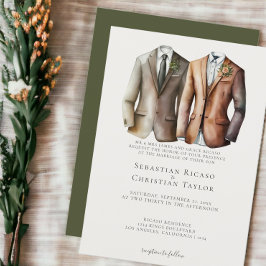 Invitación Elegante Boda gay, dos novios en traje