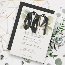 Invitación Elegante Boda gay, dos novios en traje