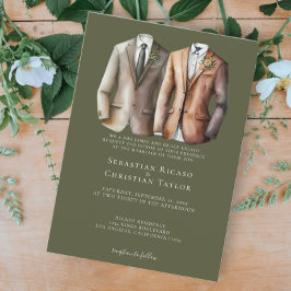 Invitación Elegante Boda gay, dos novios en traje