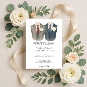 Invitación Elegante Boda gay, dos novios en traje