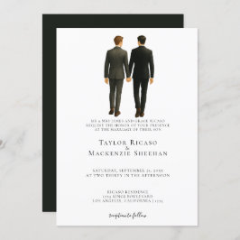 Invitación Elegante Boda gay, dos novios en traje