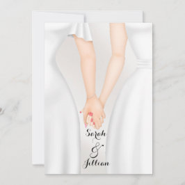 Invitación Elegante boda gay novia sosteniendo manos