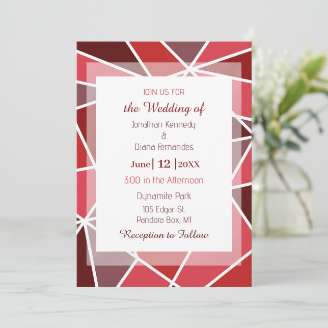 Invitación Elegante Boda Geométrica (Anverso de pie)