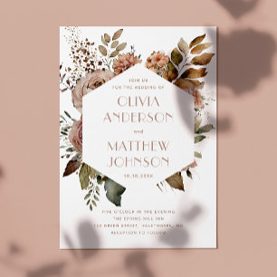 Invitación Elegante boda geométrica   Jardín de otoño floral 