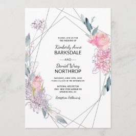 Invitación Elegante Boda geométrico de esbozo de acuarela