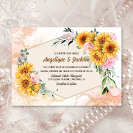 Invitación Elegante Boda Geométrico Rosa Rosa Rosa De Girasol