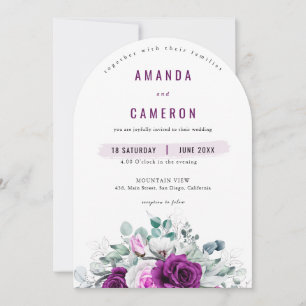 Invitación Elegante Boda Geométrico Rústico Morado Rubor