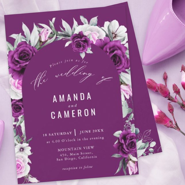 Invitación Elegante Boda Geométrico Rústico Púrpura Rubor Inv (Subido por el creador)
