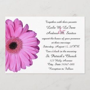 Invitación Elegante Boda Gerbera Daisy Rosa