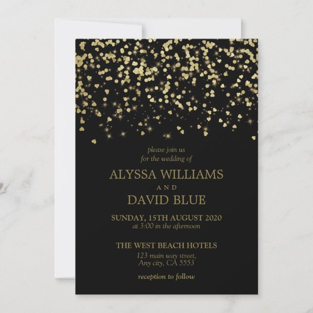 Invitación Elegante Boda Gold Faux de lujo (Anverso)