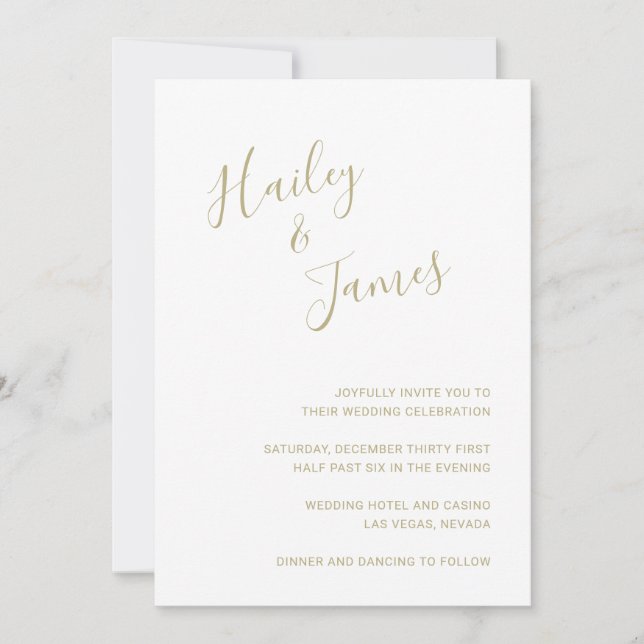Invitación Elegante Boda Gold Moderno (Anverso)