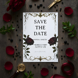 Invitación Elegante Boda Gótica Avisa Con Anticipación De Fec