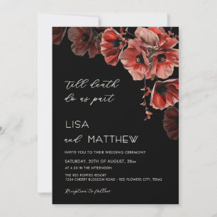 Invitación Elegante Boda Gótica de Rojo y Negro