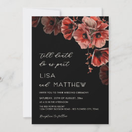 Invitación Elegante Boda Gótica de Rojo y Negro