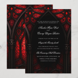 Invitación Elegante Boda gótico de la Catedral Roja y Negra