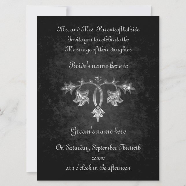 Invitación Elegante boda gótico de romance oscuro de 6,5" x 8 (Anverso)