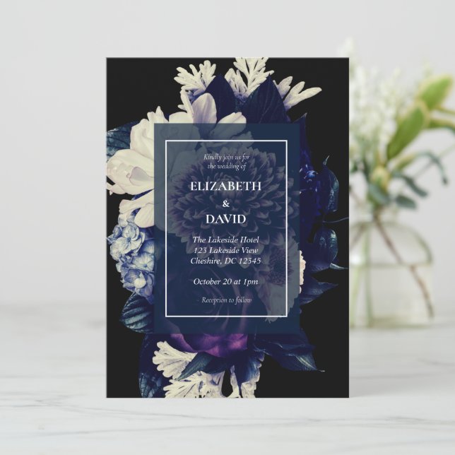Invitación Elegante Boda gótico floral oscuro (Anverso de pie)