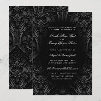 Invitación Elegante Boda Gótico Gótico Damask Moody