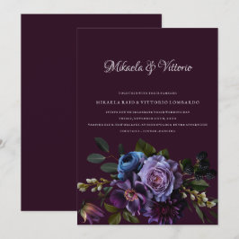 Invitación Elegante Boda gótico oscuro de flores