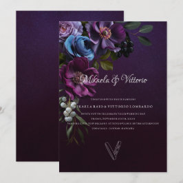 Invitación Elegante Boda gótico oscuro de flores