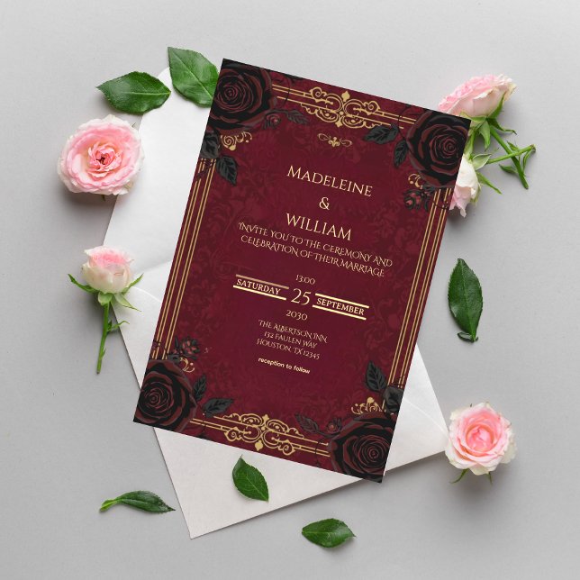 Invitación Elegante Boda Gótico Romance (Subido por el creador)