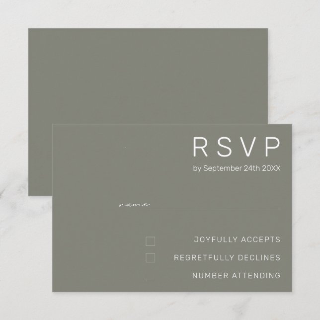 Invitación Elegante Boda Gray Minimal Moderno (Anverso / Reverso)
