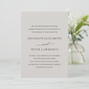 Invitación Elegante Boda Gris Clásico