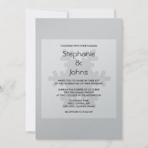 Invitación Elegante Boda Gris de Plata Blanca Gris de Inviern