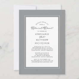 Invitación Elegante Boda Gris Final Ensayo Cena