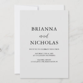 Invitación Elegante Boda Gris Gris Plateado Moderno todo en u