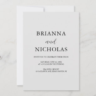 Invitación Elegante Boda Gris Gris Plateado Moderno todo en u