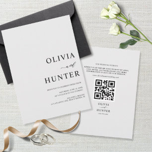 Invitación Elegante Boda Gris Gris Plateado Moderno todo en u