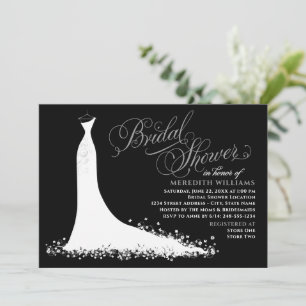 Invitación Elegante Boda Gris Negro Ducha de novia