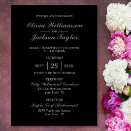 Invitación Elegante Boda gris negro simple